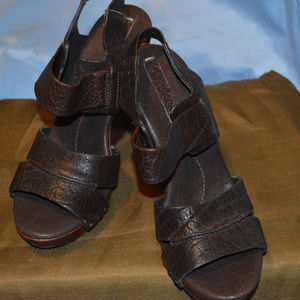BCBG Max Leather Wedge Sandal